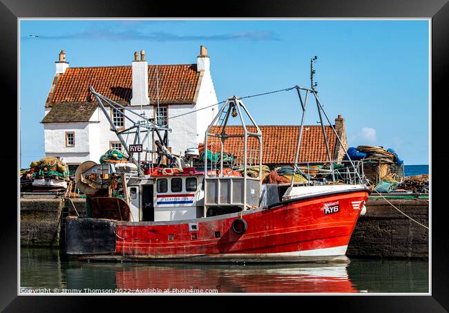 Fishing Boat Tied up at Pittenweem Harbour Fife Sc Framed Print by Jimmy Thomson