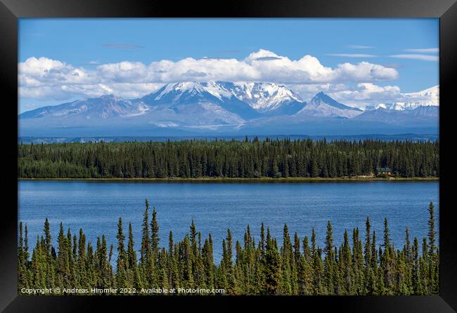 Willow Lake in front of Wrangell Mountains Framed Print by Andreas Himmler