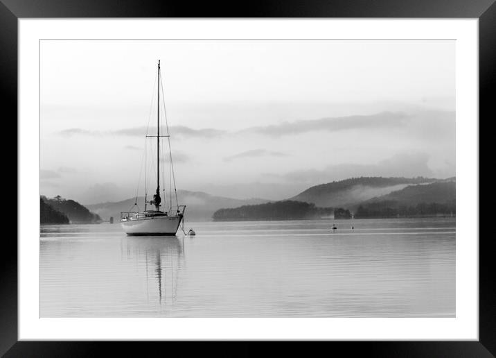 Lake District – Windermere Morning with Yacht  Framed Mounted Print by Will Ireland Photography