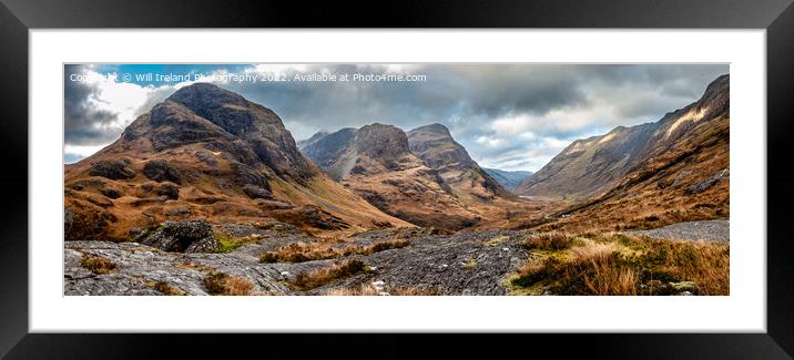 A Panorama of Glencoe and the Famous"Three Sisters Framed Mounted Print by Will Ireland Photography