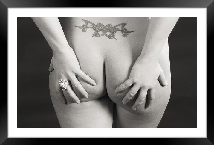 Mono image of a close-up rear view of a nude woman Framed Mounted Print by Will Ireland Photography