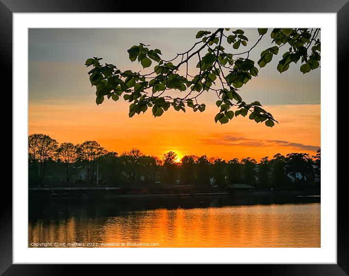 Roath park lake sunset Framed Mounted Print by nic 744