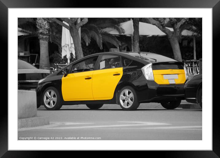 Barcelona's Vibrant Taxi Colours Framed Mounted Print by Carnegie 42