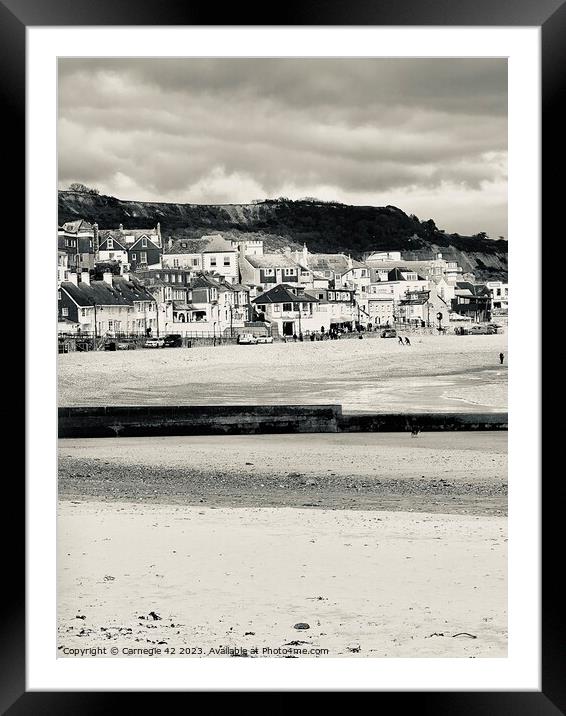 Lyme Regis: A Serene Coastal Perspective Framed Mounted Print by Carnegie 42