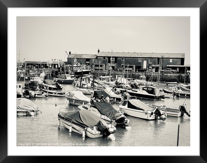 Tranquil Lyme Regis Harbour Panorama Framed Mounted Print by Carnegie 42