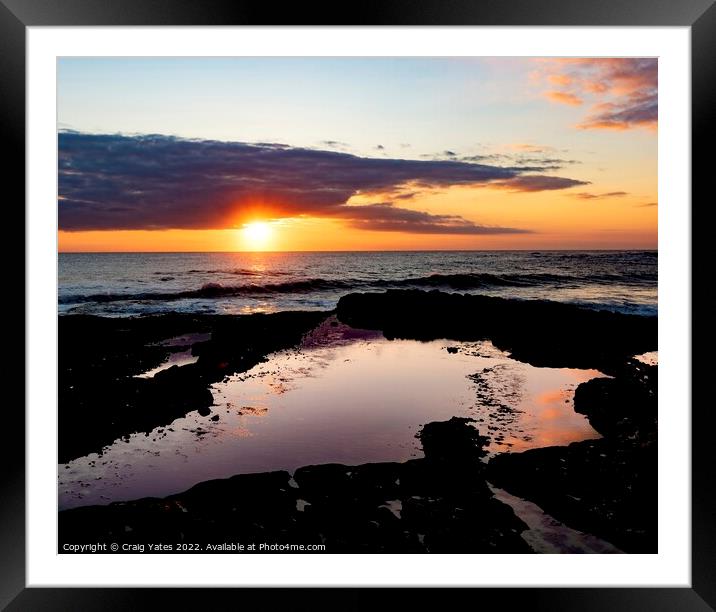 Sunrise at Thornwick Bay. Framed Mounted Print by Craig Yates