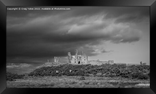 Dunstanburgh Castle Black and White Framed Print by Craig Yates