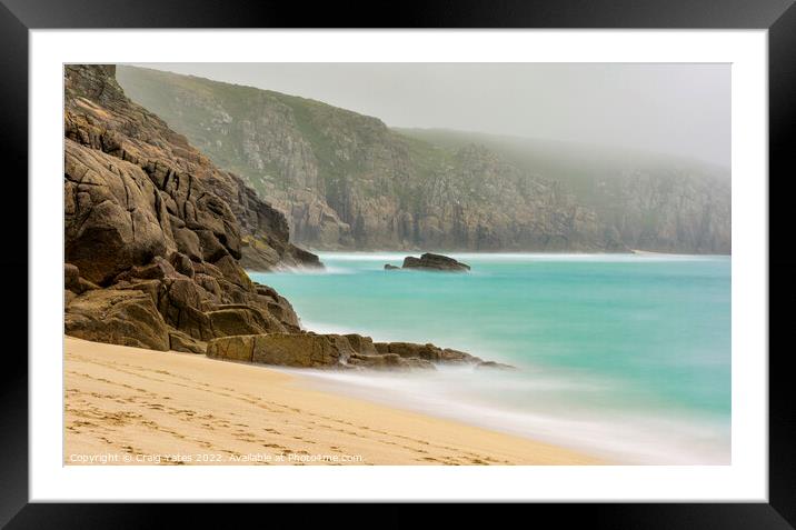 Porthcurno Beach Long Exposure Framed Mounted Print by Craig Yates