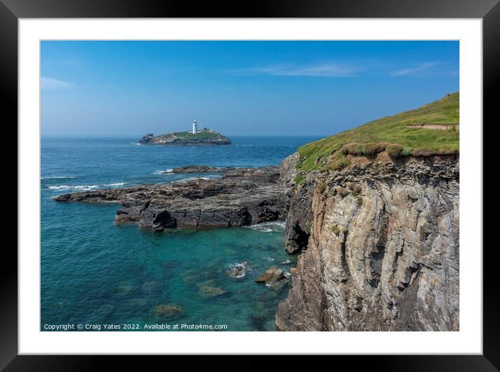 Godrevy Lighthouse Cornwall Framed Mounted Print by Craig Yates