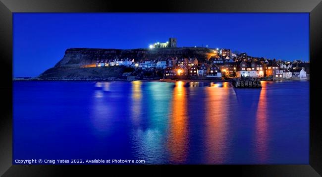 Whitby Night Lights  Framed Print by Craig Yates