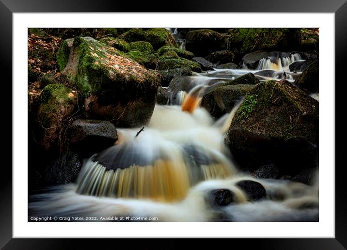Wyming Brook Nature Reserve Waterfall Framed Mounted Print by Craig Yates