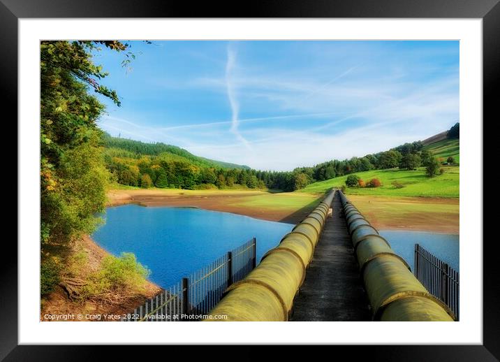 Ladybower Reservoir Water Pipes Framed Mounted Print by Craig Yates