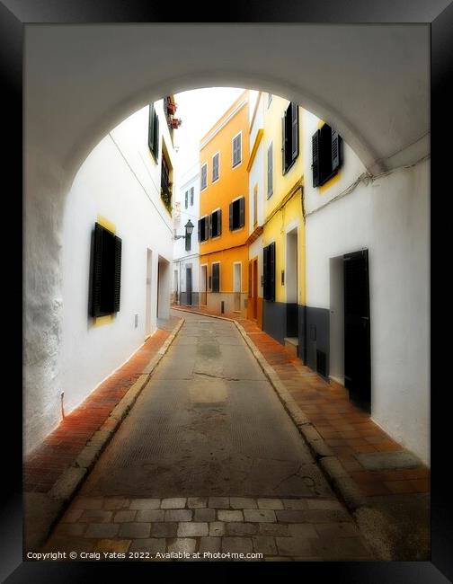 Menorca Backstreet Ciutadella. Framed Print by Craig Yates