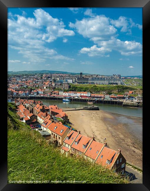 Whitby Seafront Cottages Framed Print by Craig Yates