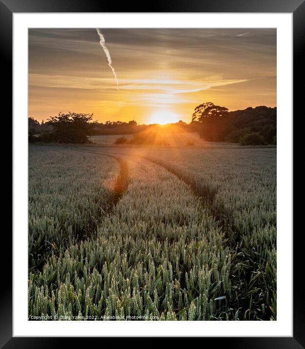 A Field Of Wheat At Sunset. Framed Mounted Print by Craig Yates
