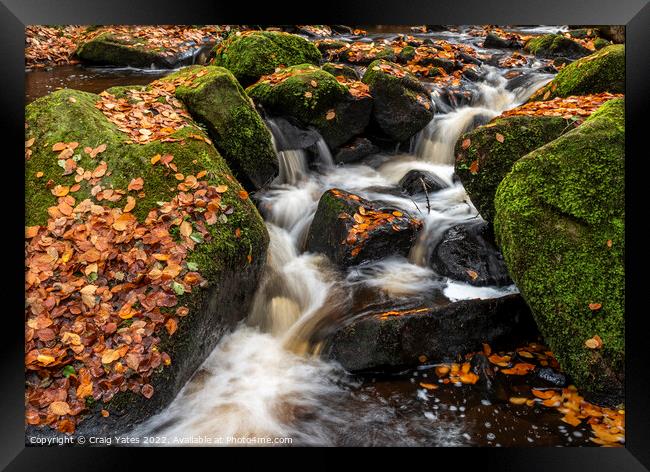 Wyming Brook Autumnal Waterfall Peak District Framed Print by Craig Yates