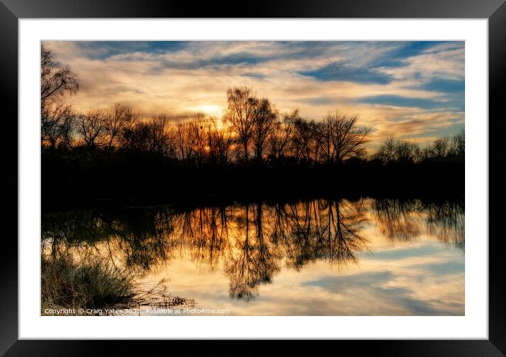 Winter Sunset Reflection. Framed Mounted Print by Craig Yates