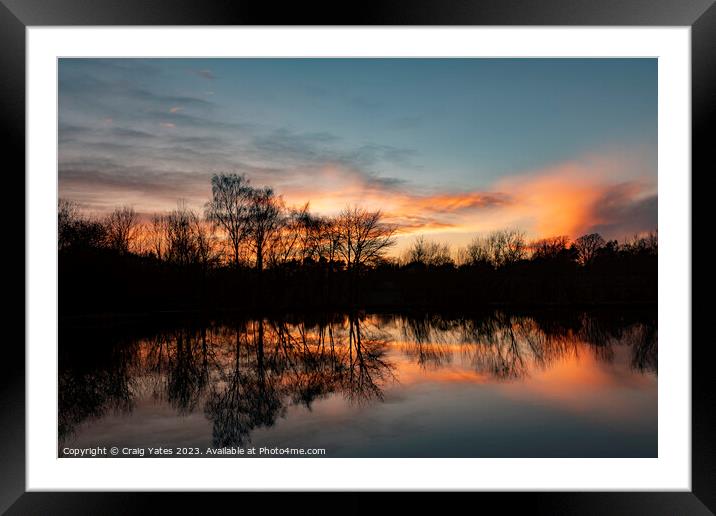 Winter Sunset Reflection. Framed Mounted Print by Craig Yates