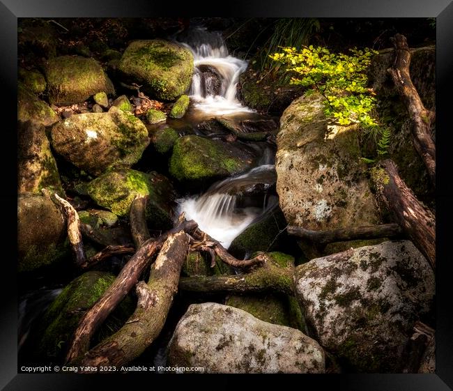 Padley Gorge Waterfalls Peak District Framed Print by Craig Yates