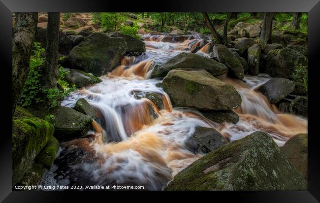 Padley Gorge Waterfall Rapids Framed Print by Craig Yates