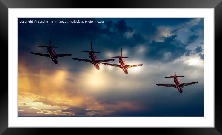 Red Arrows Flypast with Sky Replaced Framed Mounted Print by Stephen Pimm