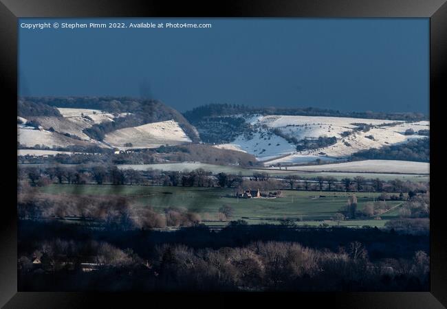Stokenchurch with Snow Framed Print by Stephen Pimm
