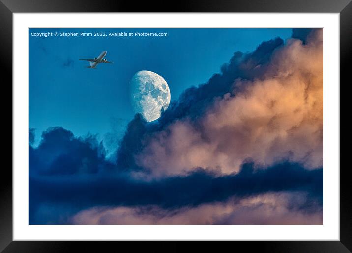 Moon in Clouds Framed Mounted Print by Stephen Pimm