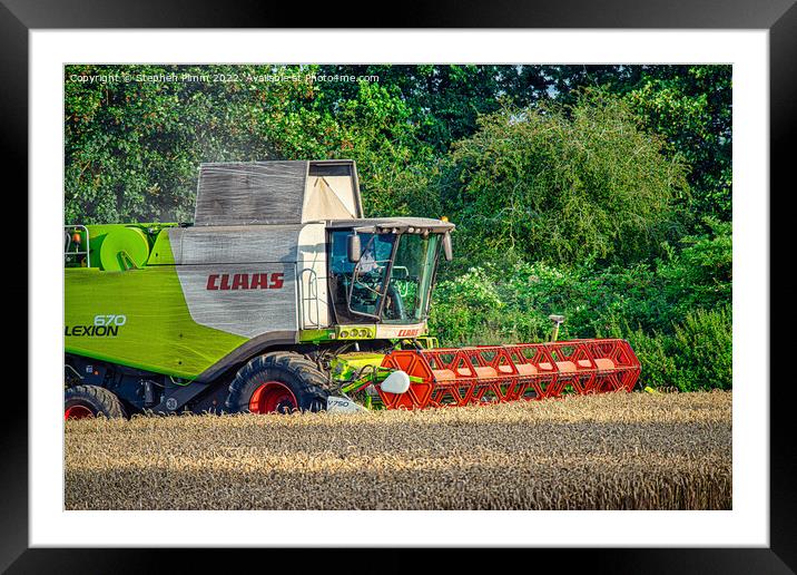 A Combine Harvesting the Field Framed Mounted Print by Stephen Pimm
