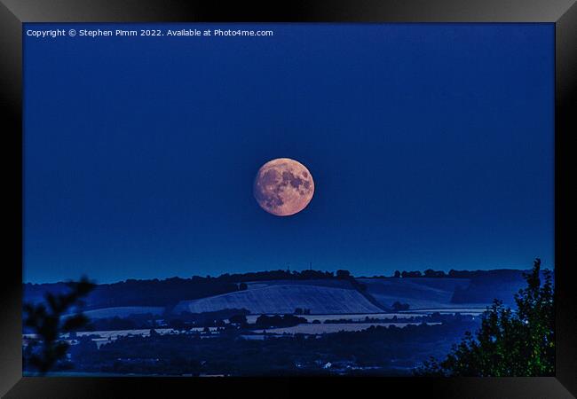 Moon Over the Chilterns  Framed Print by Stephen Pimm
