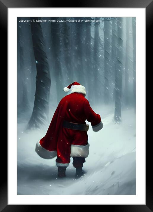 AI Art Santa in the woods Framed Mounted Print by Stephen Pimm