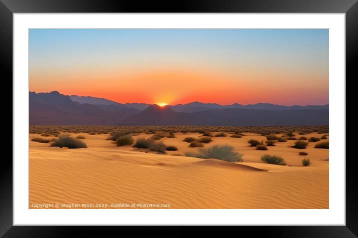 AI Desert Sunset Framed Mounted Print by Stephen Pimm
