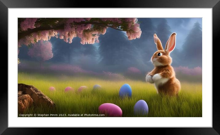 AI Easter Bunny Framed Mounted Print by Stephen Pimm