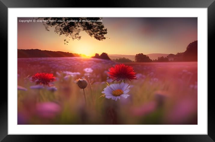 Flower Meadow Sunrise Framed Mounted Print by Stephen Pimm