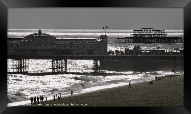 Brighton Piers Framed Print by Alan Crumlish