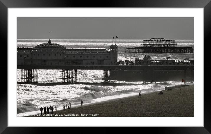 Brighton Piers Framed Mounted Print by Alan Crumlish