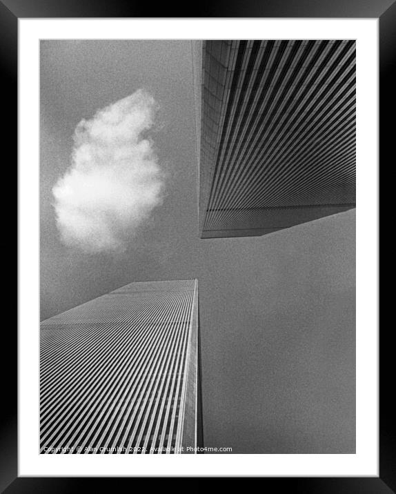 Twin Towers and cloud, New York, 1980 Framed Mounted Print by Alan Crumlish