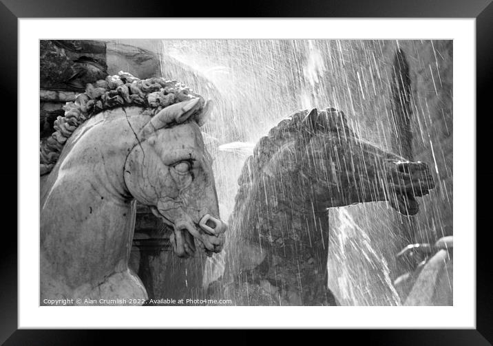 Horses in a Fountain   Framed Mounted Print by Alan Crumlish