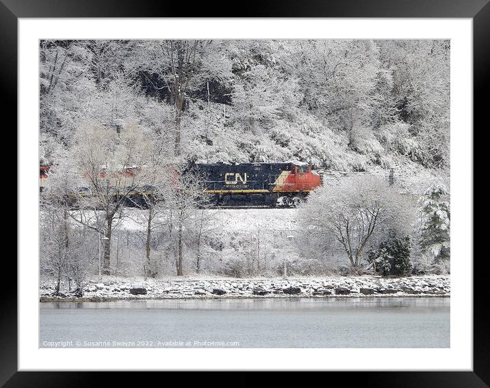 CN Train in Canadian Winter Framed Mounted Print by Susanne Swayze