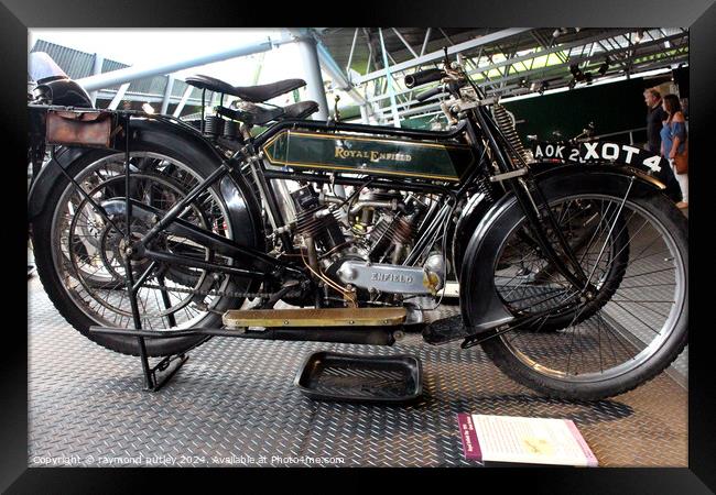 1914 Royal Enfield 3hp on display at Beaulieu Motor Museum, England, UK. Framed Print by Ray Putley