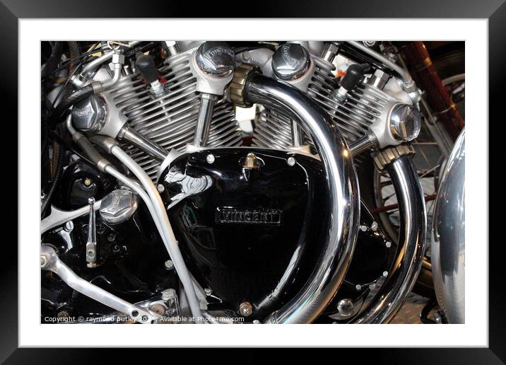 1955 Vincent Black Shadow Series D Engine. Framed Mounted Print by Ray Putley