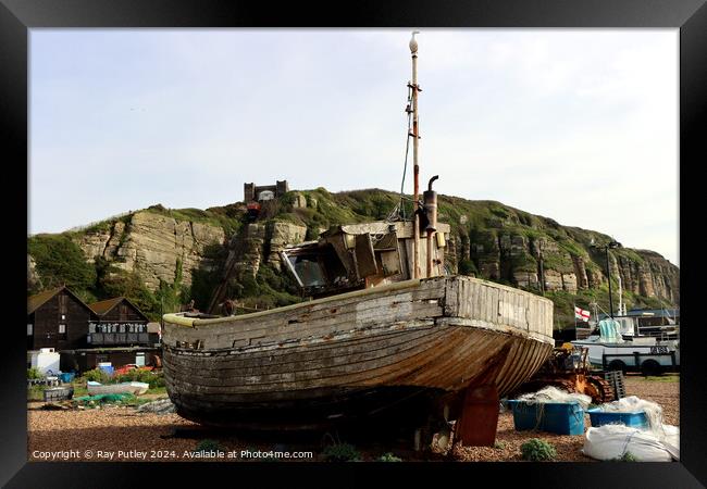 Fishing Boats - Hastings Framed Print by Ray Putley