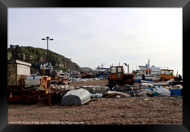 Fishing Boats - Hastings Framed Print by Ray Putley