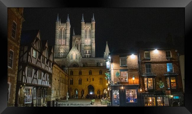 Majestic Lincoln Cathedral Illuminated at Night Framed Print by Richard North