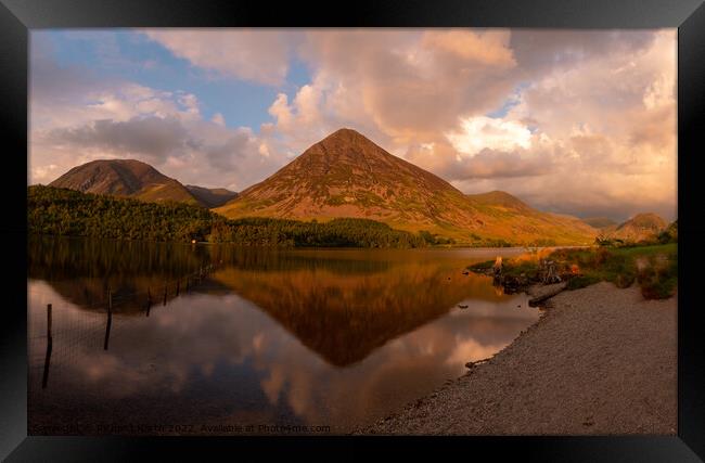 Majestic Grasmoor reflected in Crummock Water Framed Print by Richard North