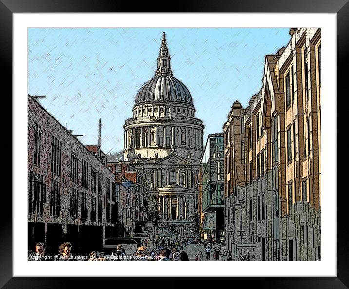 View of St Paul's Cathedral, London  Framed Mounted Print by Jeff Laurents
