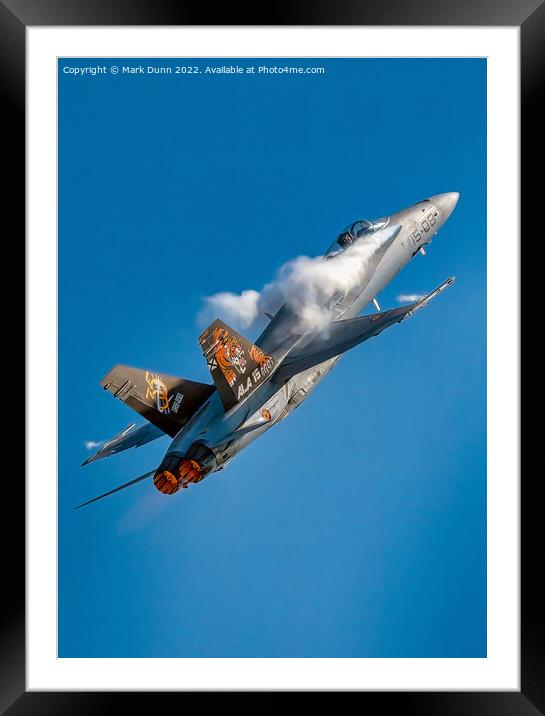 F18 Eagle Aircraft in flight with smoke Framed Mounted Print by Mark Dunn