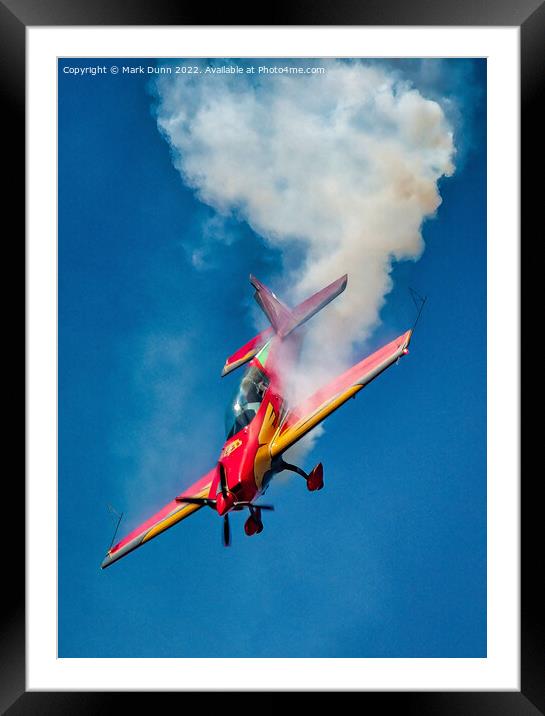 Royal Jordanian Falcons aircraft in dive with smoke Framed Mounted Print by Mark Dunn