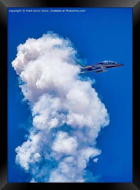 Italian Frecce Tricolori Military Display Aircraft in flight with smoke Framed Print by Mark Dunn
