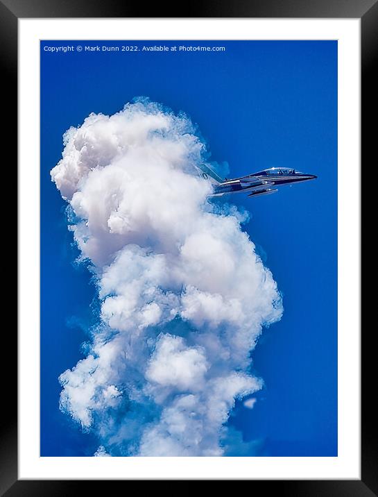 Italian Frecce Tricolori Military Display Aircraft in flight with smoke Framed Mounted Print by Mark Dunn