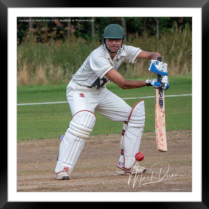 Cricket Batsman Framed Mounted Print by Mark Dunn